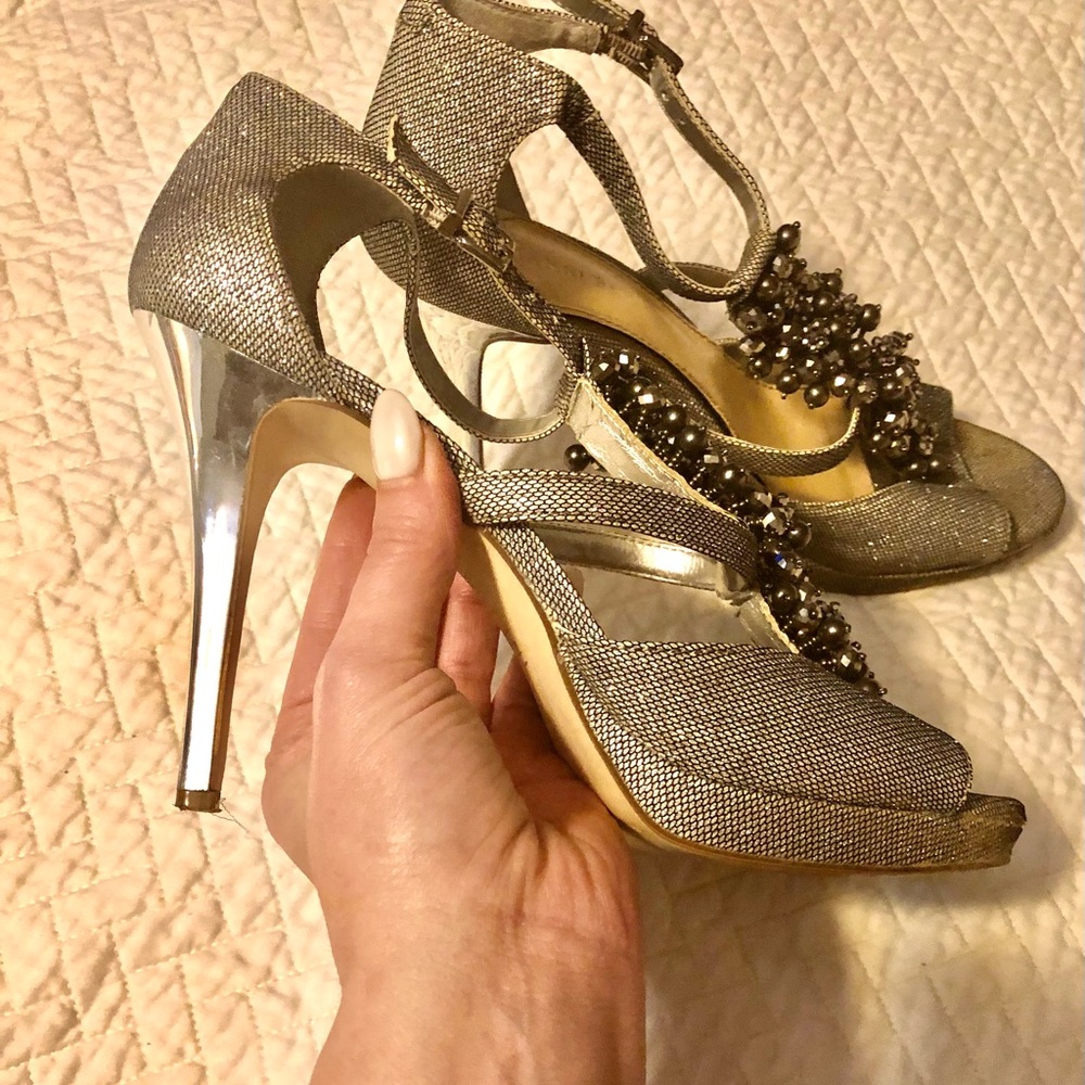 Gianni Bini Silver Platform Heels